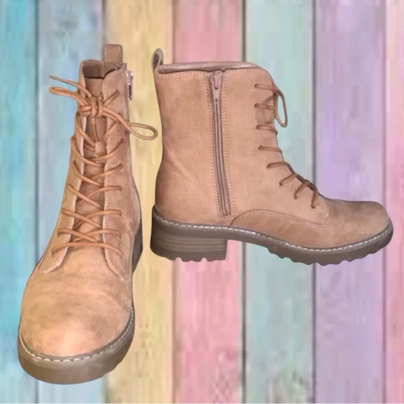 Universal Thread Tan Combat Block Heel Boots - Picture 1 of 14